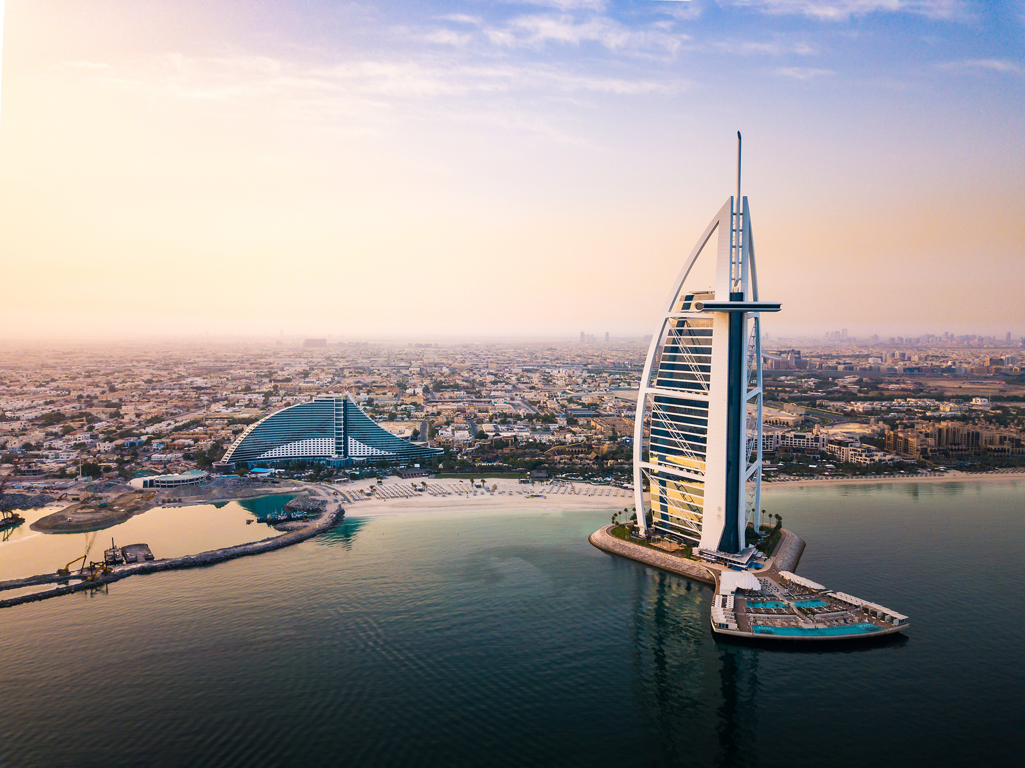 Dubai-seaside-skyline-and-Burj-Al-Arab-luxury-hotel
