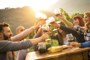 Young-people-enjoying-wine-together