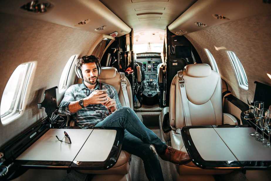 Young-rich-man in private plane