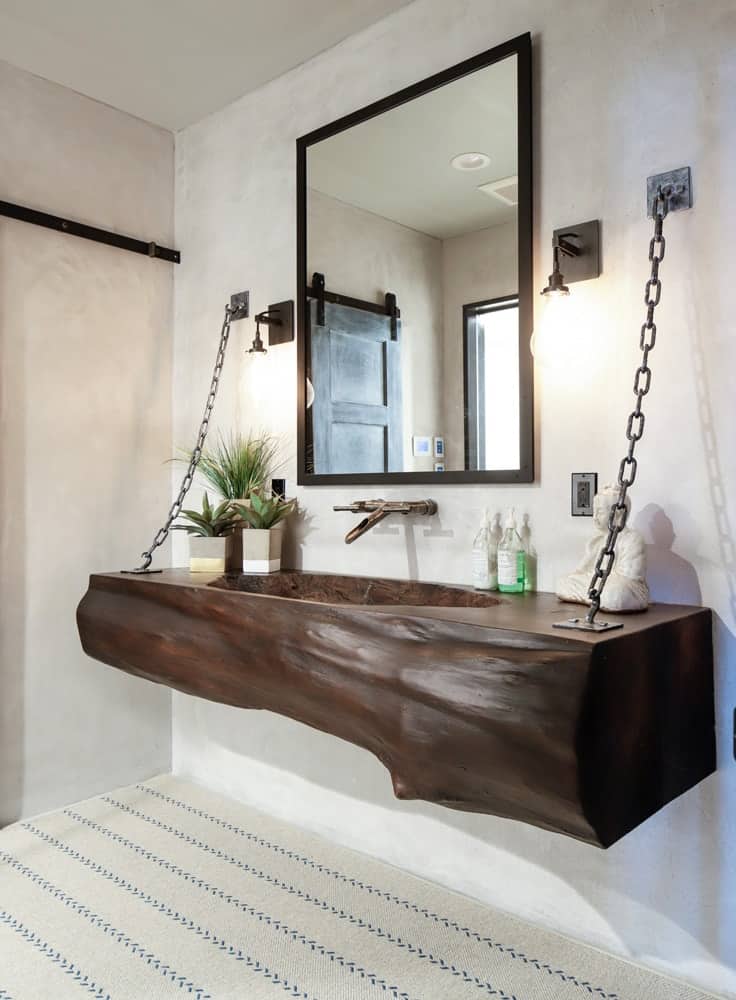 bathroom-sink made of wood