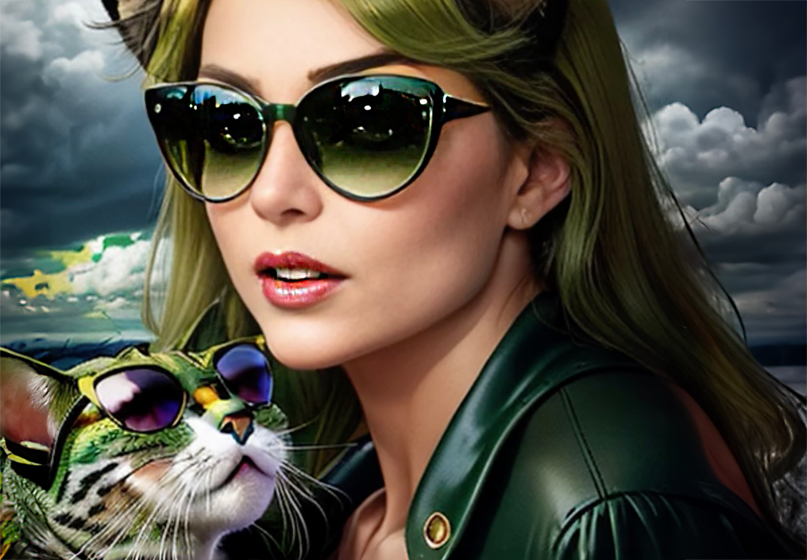 Illustration-of-girl-with-cat-and-sunglasses